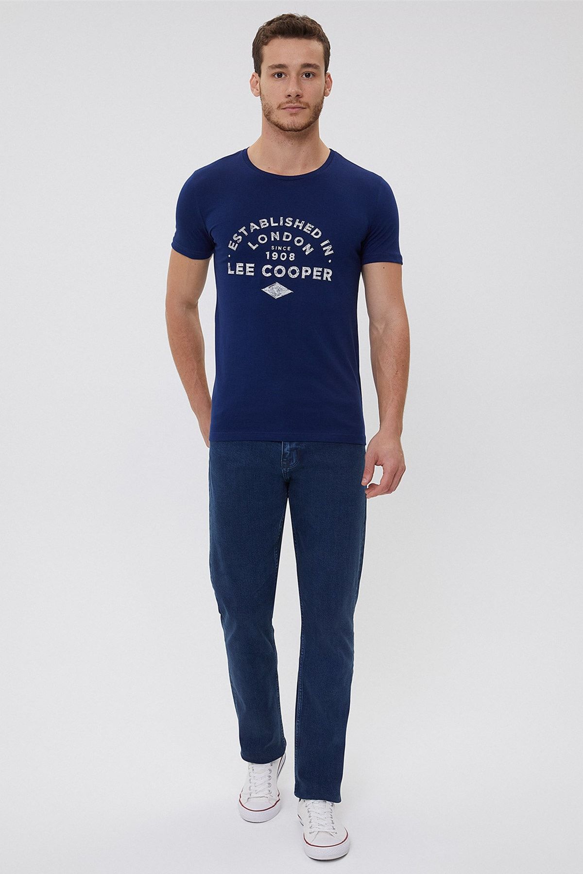 Lee Cooper Erkek Established O Yaka T-Shirt Canli Lacivert 202 LCM 242010