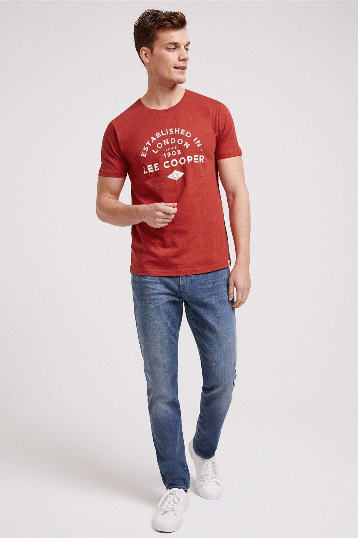 Lee Cooper Erkek Established O Yaka T-Shirt Bordo 202 LCM 242010