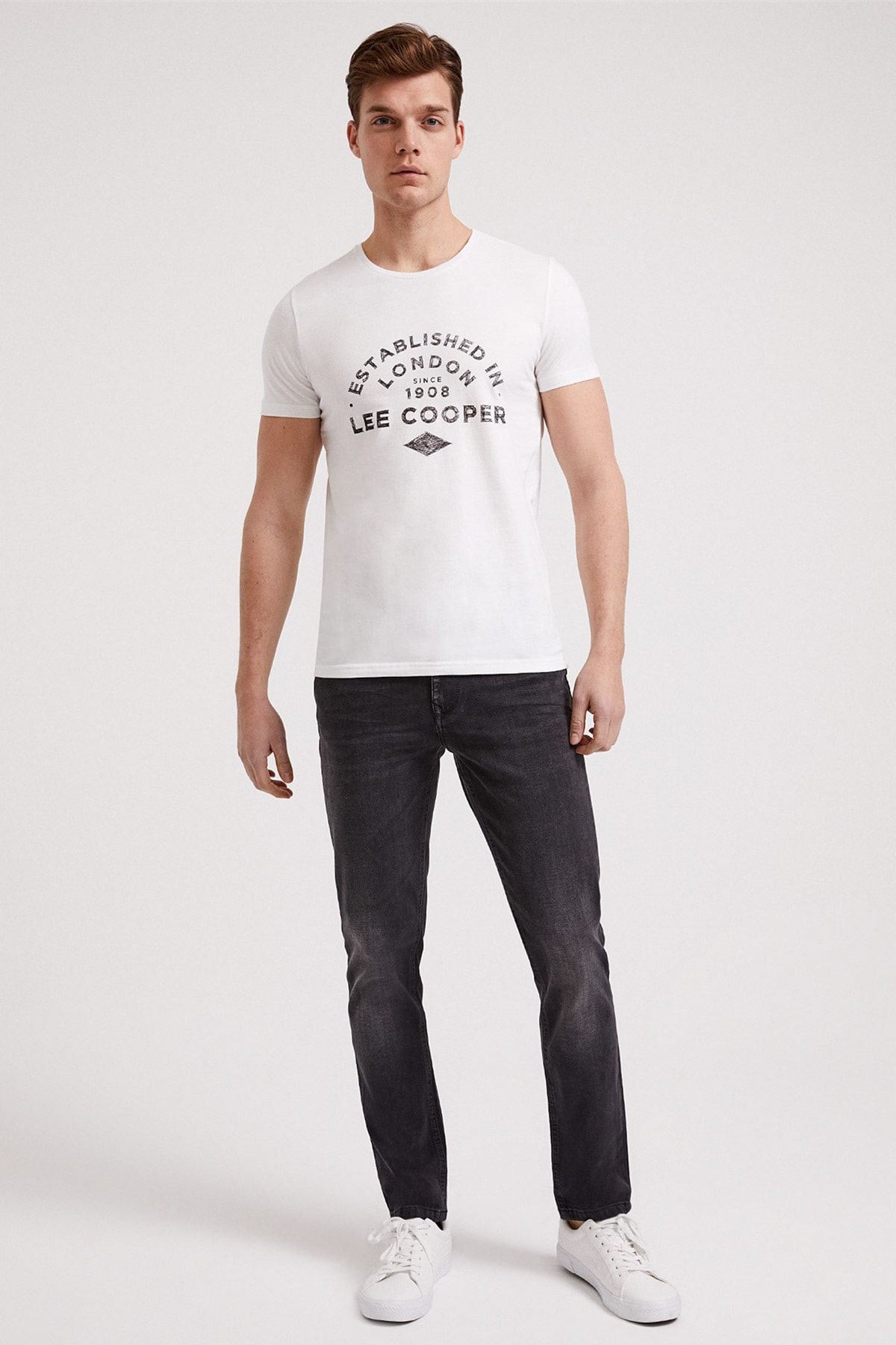 Lee Cooper Erkek Established O Yaka T-Shirt Beyaz 202 LCM 242010