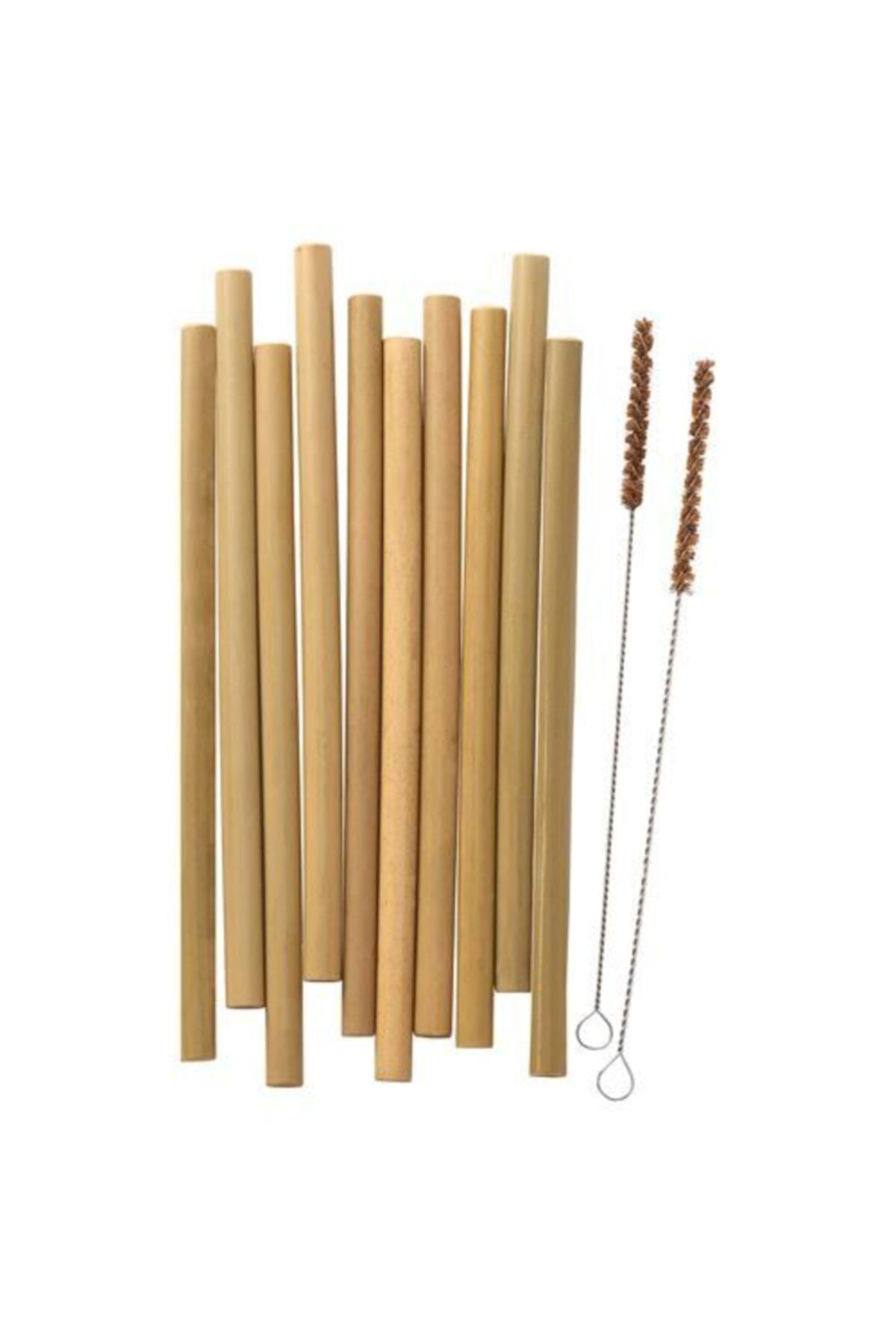 IKEA 12 Li Bambu Pipet Meridyendukkan Elde Yıkanan Bambu Pipet Sunum-servis 2 Adet Temizleme Fırçası