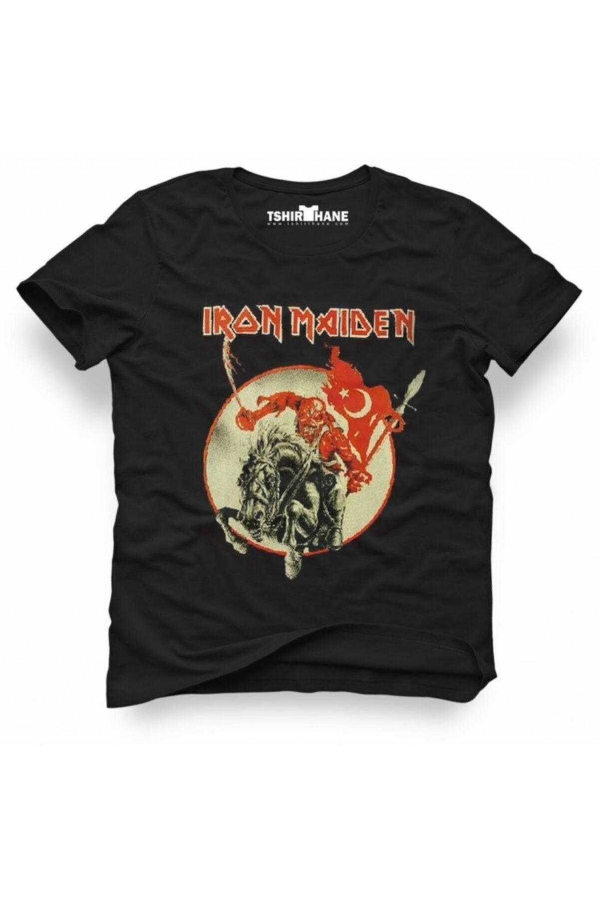 Tshirthane Iron Maiden Türkiye Rock Metal Müzik Baskılı Erkek Dar Kesim Slim Fit T-shirt