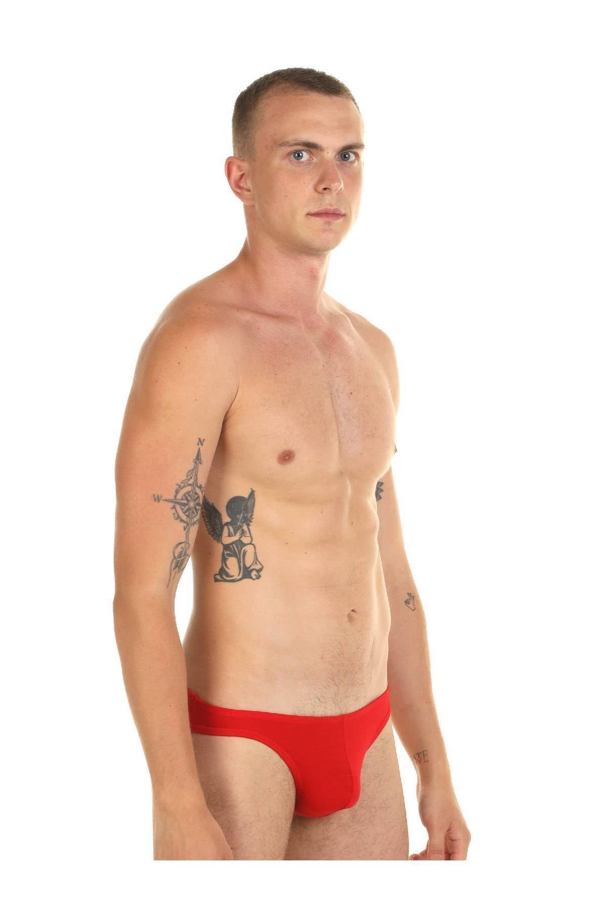 DonDon Underwear Erkek Likralı Pamuklu Kırmızı Premium Slip