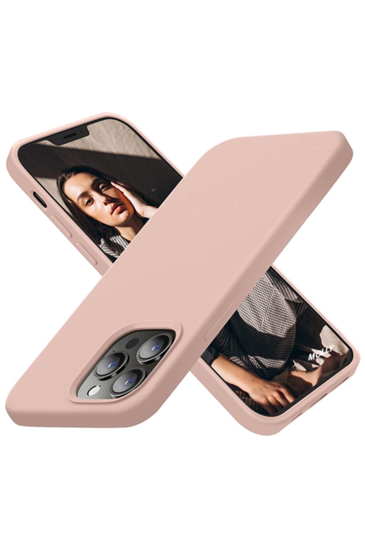 Molly Iphone 13 Pro Max Uyumlu Kum Pembesi Liquid Silikon Kılıf