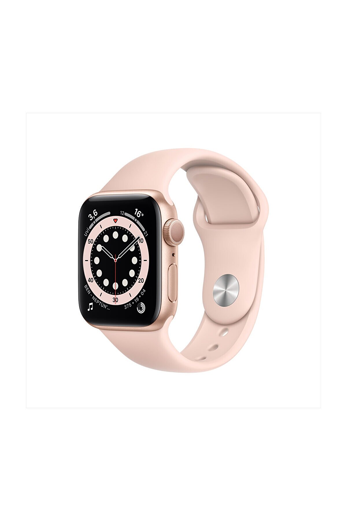 Apple Watch Series 6 Gps 40 Mm Altın Rengi Alüminyum Kasa Ve Kum Pembesi Spor Kordon