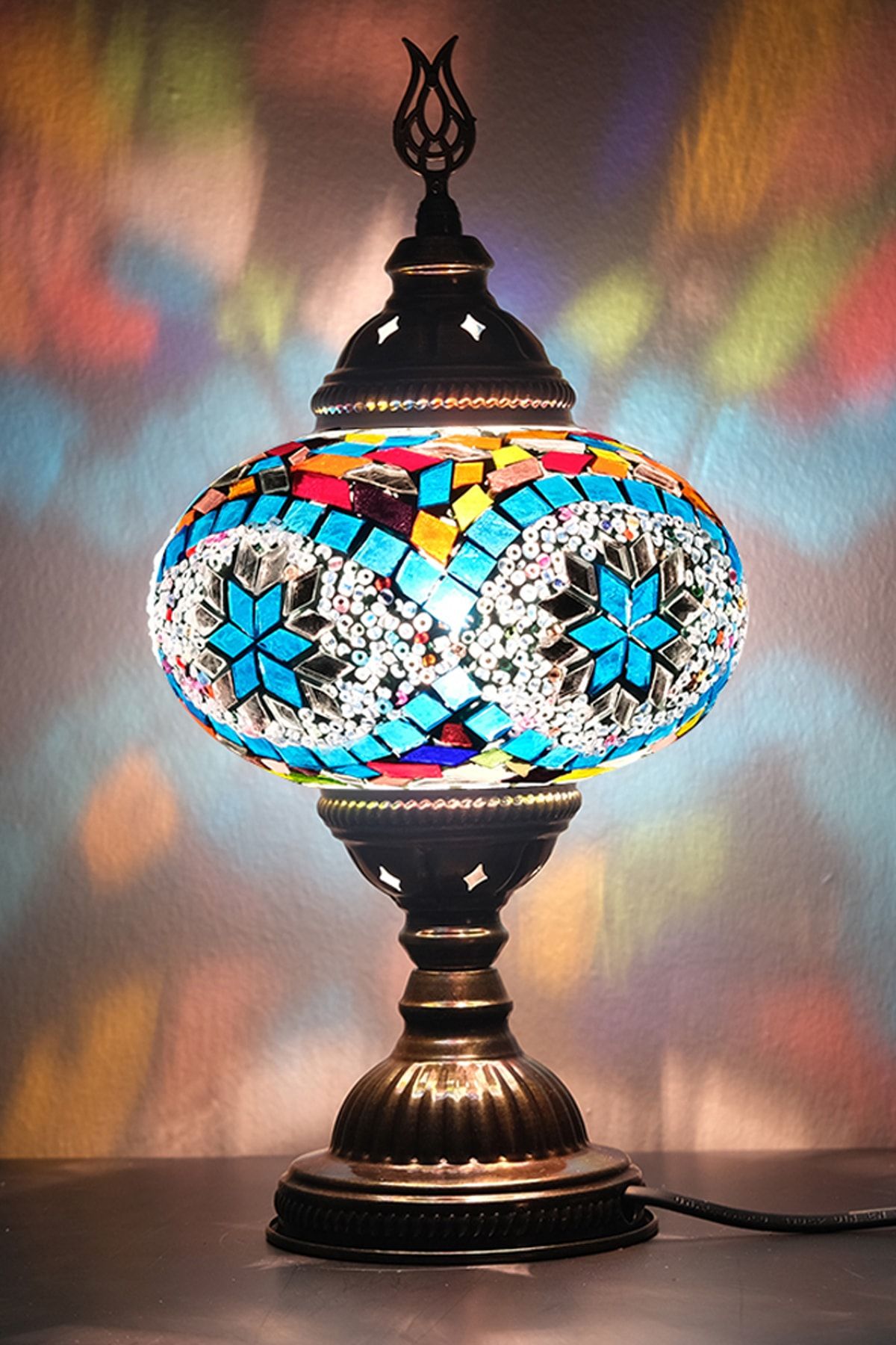 Asylove Mozaik Masa Lambası, Türk Lambası, Dekoratif Masa Aydınlatması, Özel Tasarımı