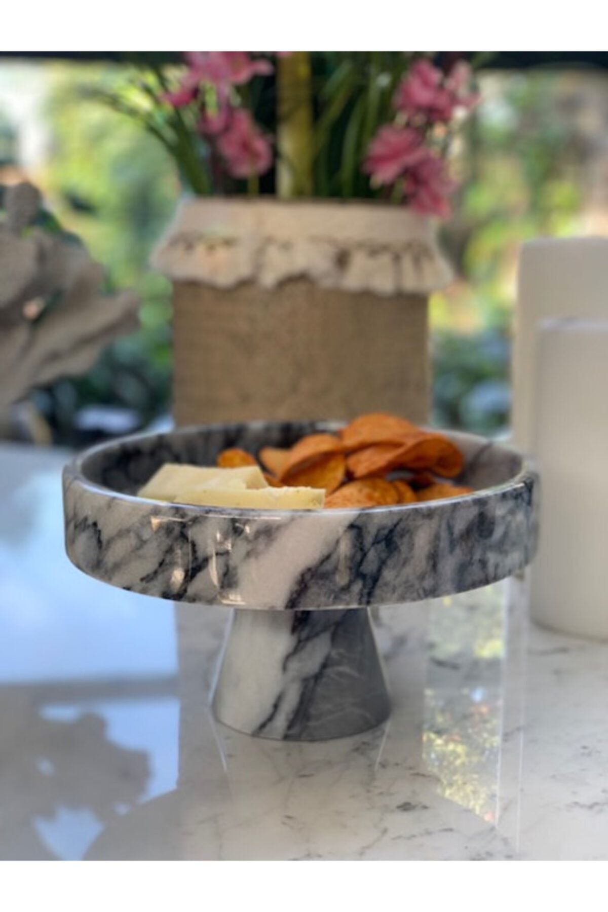 marandmore Rolin Ayaklı Leylak Mermer Servis Tabağı 24 Cm