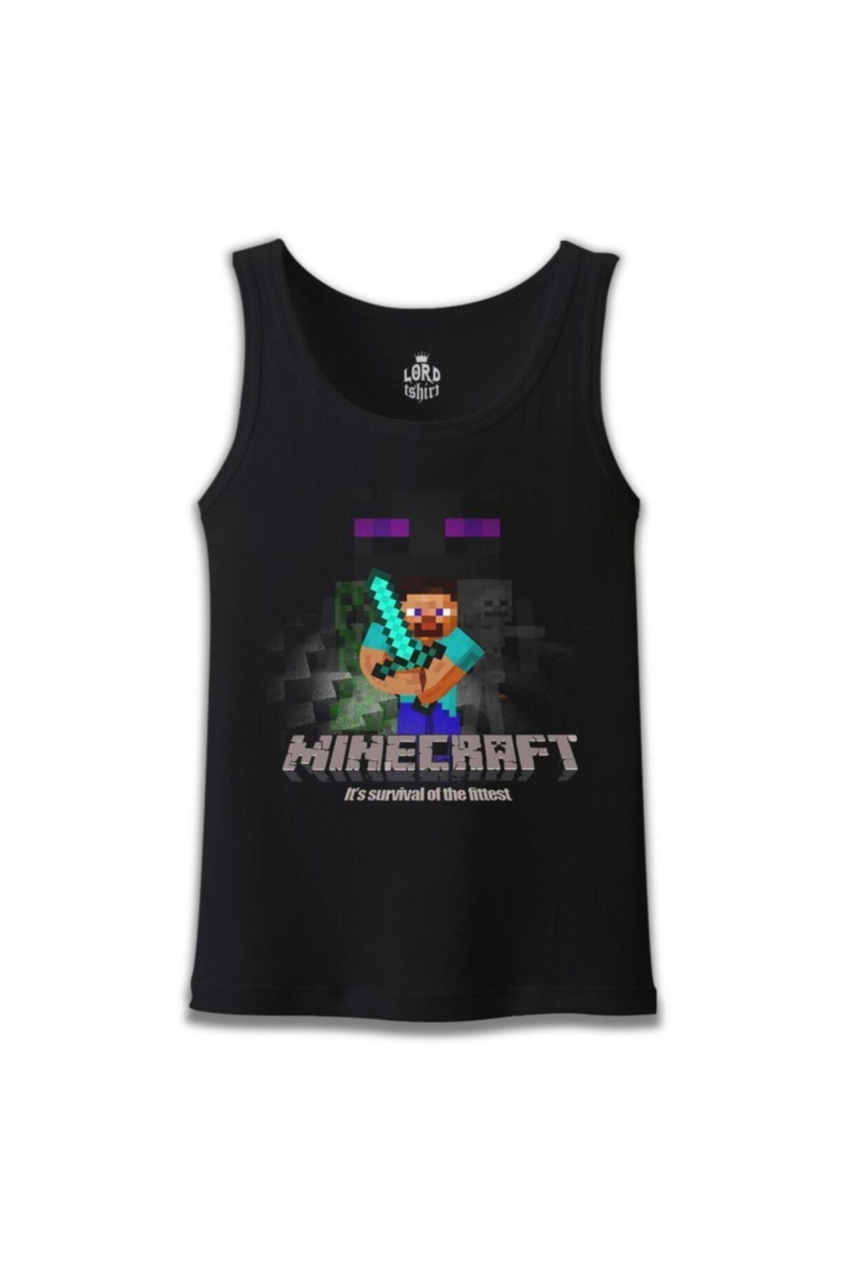 Lord T-Shirt Minecraft - Survival of the Fittest Siyah Erkek Atlet - ea-532