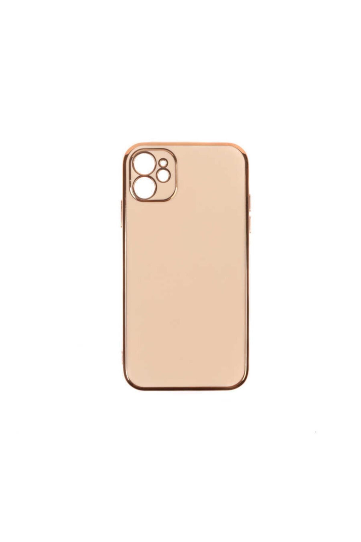 Apple Iphone 11 Uyumlu Nezih Case Altın Rengi Kaplamalı Şık Silikon Kılıf Krem