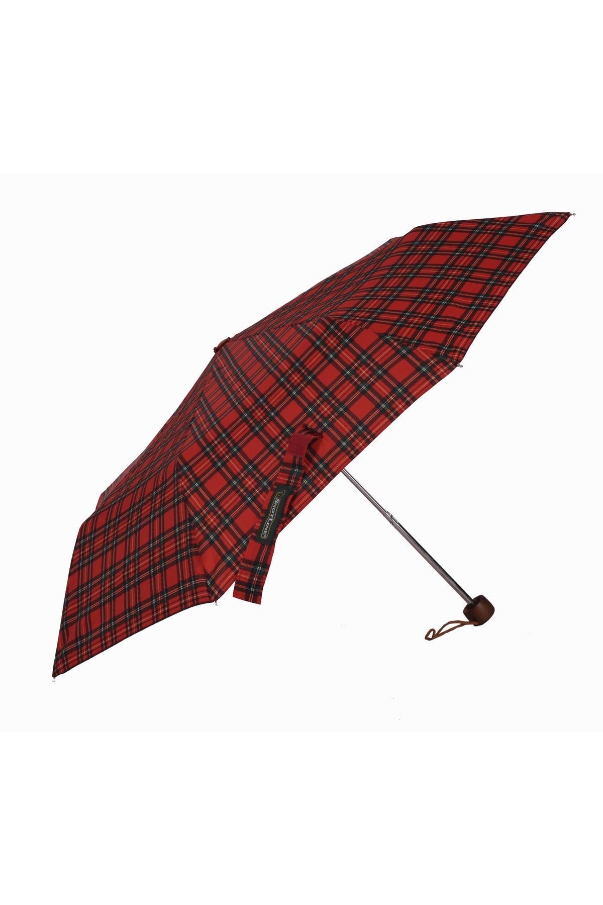 APRİL Snotline Kadın Şemsiye Süper Mini Ekose Desenli Kırmızı 08l