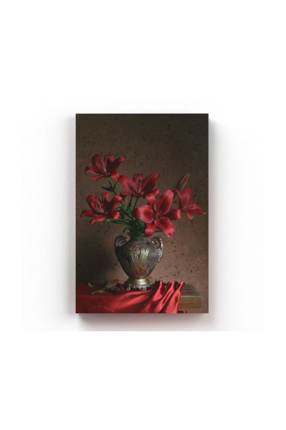 Shop365 Vazoda Kırmızı Çiçekler Soyut Kanvas Tablo 30 X 45 Cm Tb-3145K
