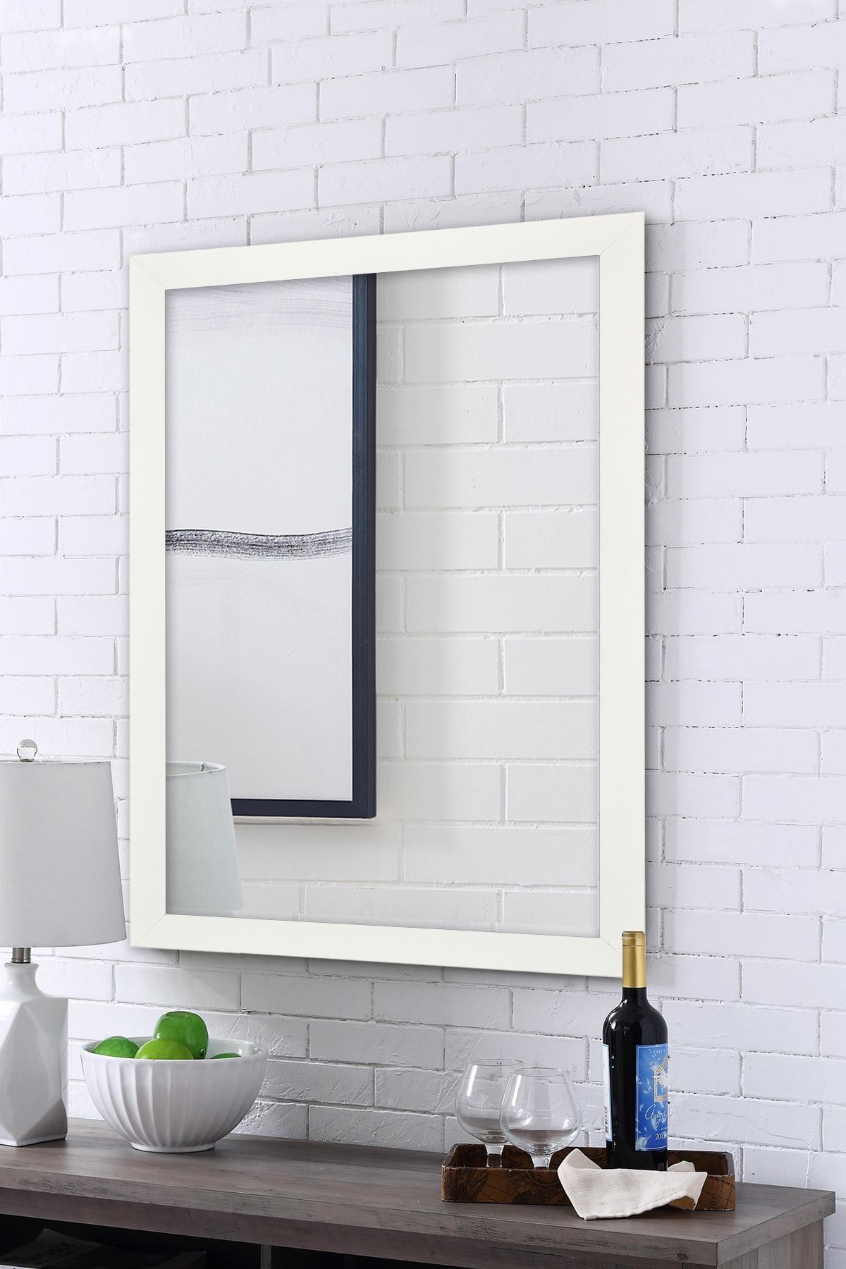 Tablo Center Beyaz Çerçeveli Ayna 40cm x 55cm