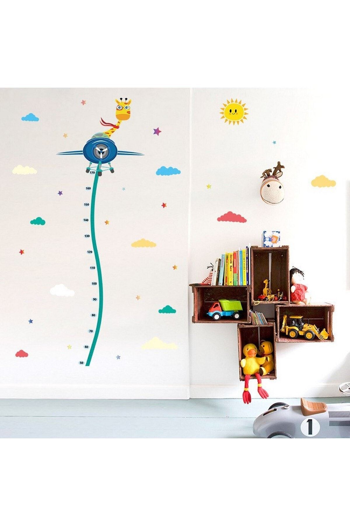 CRYSTAL KIDS Pilot Zürafa Boy Ölçen Çocuk Odası Dekorasyonu Duvar Dekoru Sticker