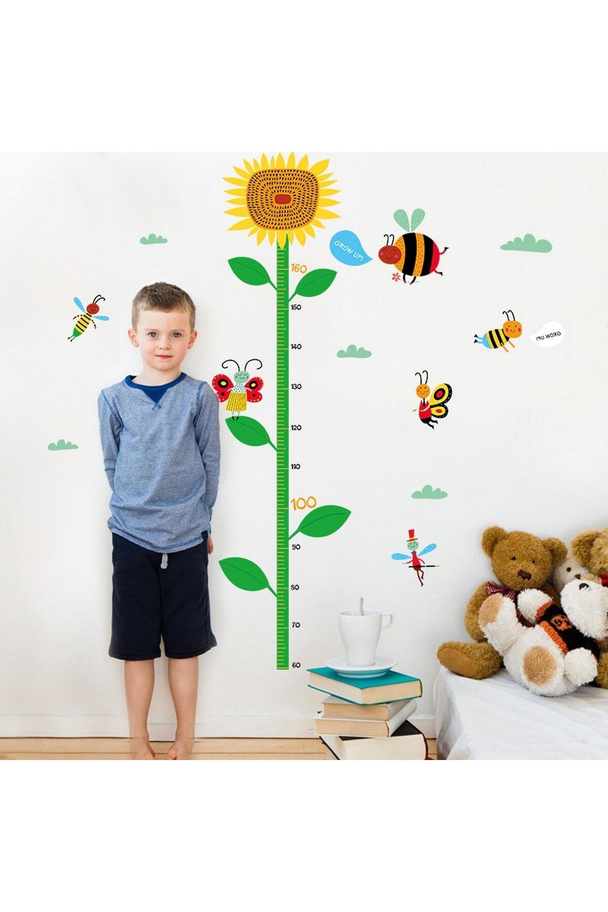 CRYSTAL KIDS Boy Ve Gelişim Ölçen Ayçiçeği Çocuk Odası Dekoru Duvar Sticker