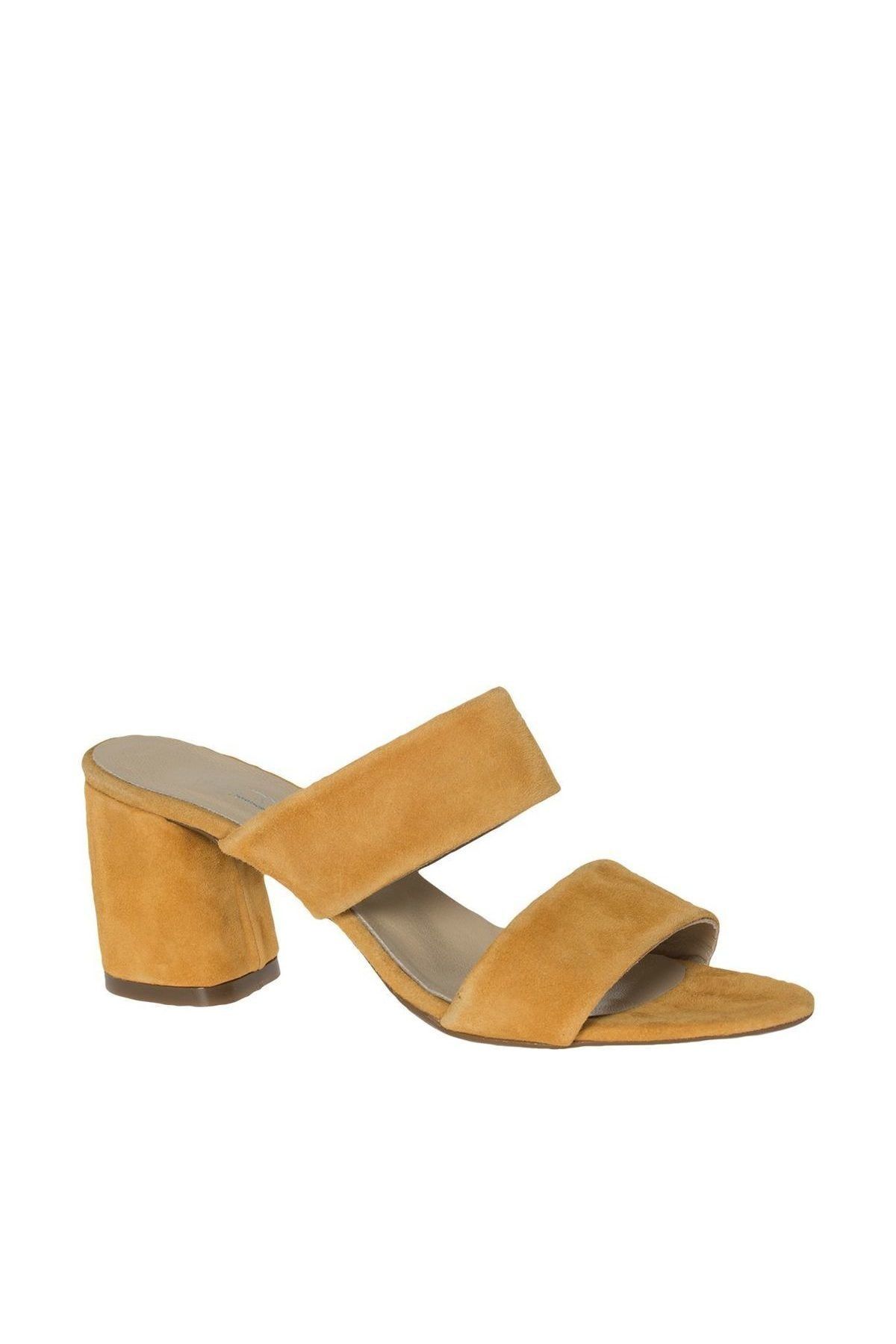 5th Avenue Deichmann Hakiki Deri Sarı Kadın Topuklu Sandalet