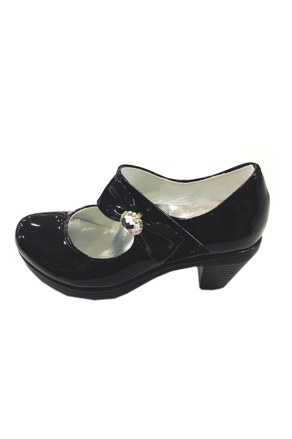 Afacan Kız Çocuk Siyah Rugan Topuklu Balo Abiye Ayakkabı, 27-36 Numara