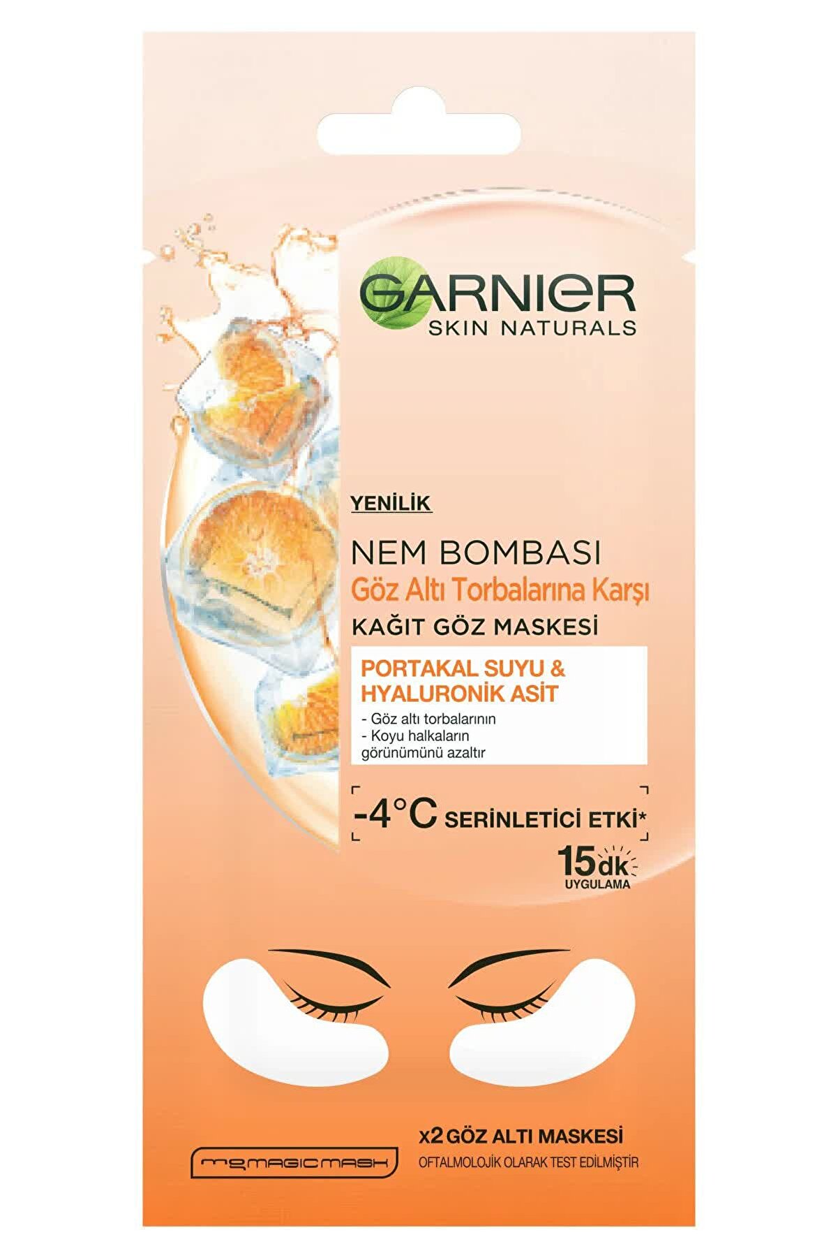 Garnier Göz Altı Torbalarına Karşı Kağıt Göz Maskesi Portakal Suyu 3600542154802