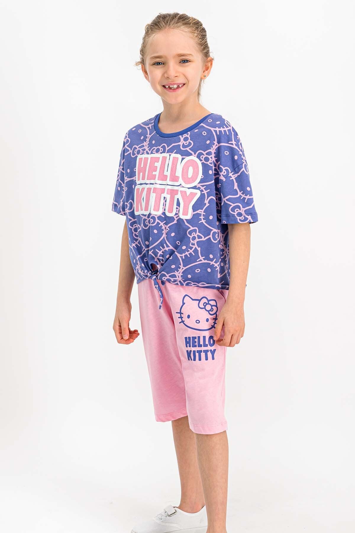 Hello Kitty Lisanslı Yaban Mersini Kız Çocuk Kapri Takım