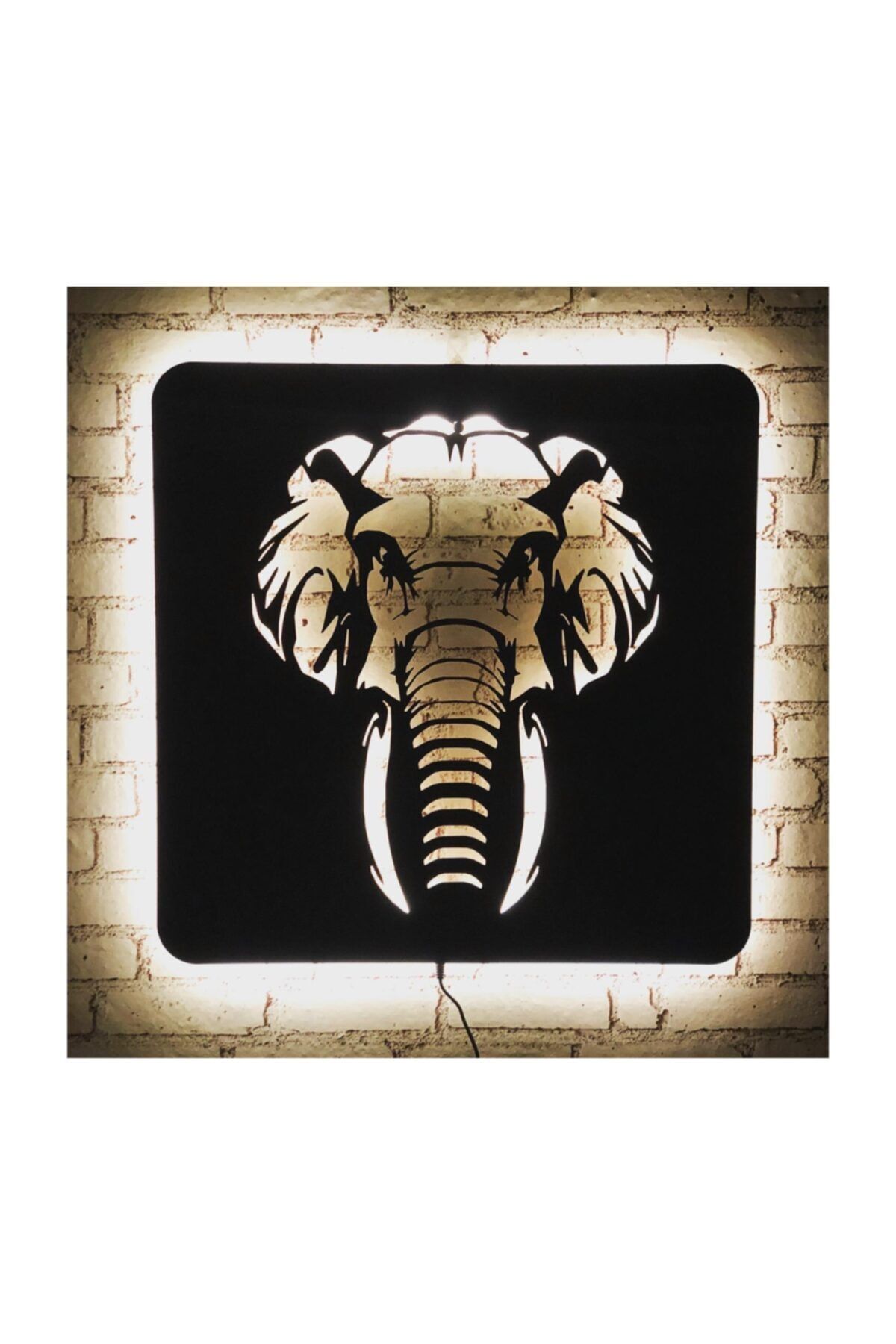 Pika Tasarım Elephant Led Işıklı Tablo - Ahşap Duvar Dekorasyonu