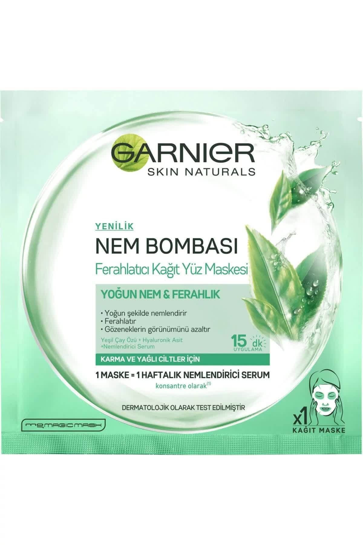 Garnier Karma & Yağlı Ciltler Için Nem Bombası Ferahlatıcı Kağıt Yüz Maskesi 32 G 3600541945630