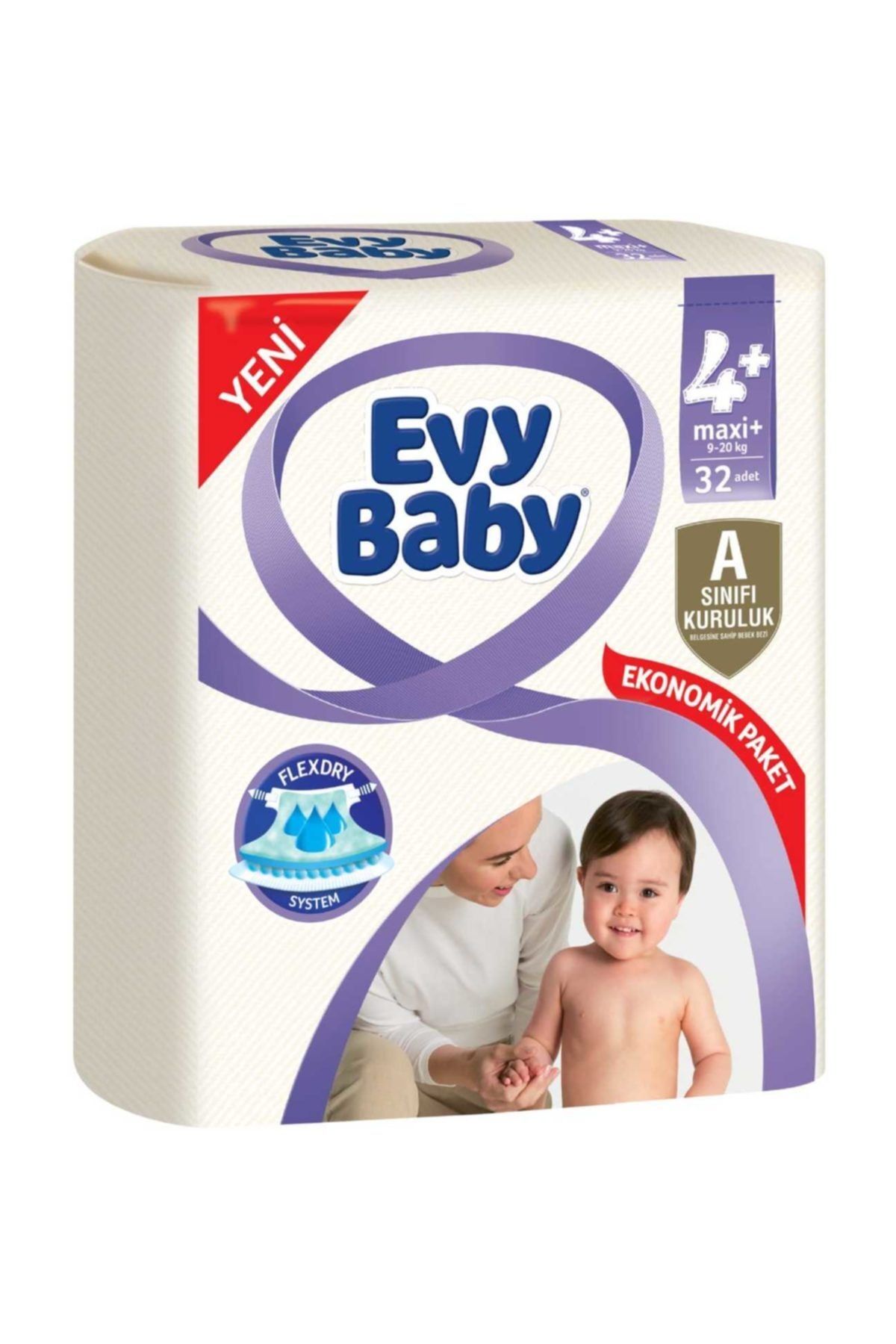 Evy Baby Bebek Bezi 4+ Beden Maxi Plus Jumbo Ekonomik Paket 32 Adet