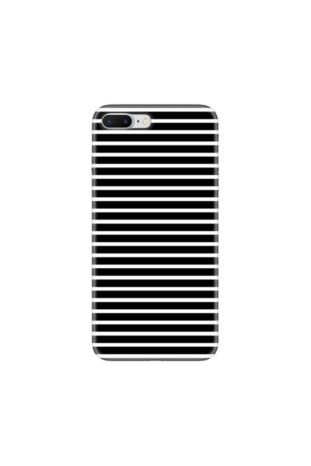 mooodcase Iphone 7 Plus Siyah Beyaz Çizgi Desenli Telefon Kılıfı