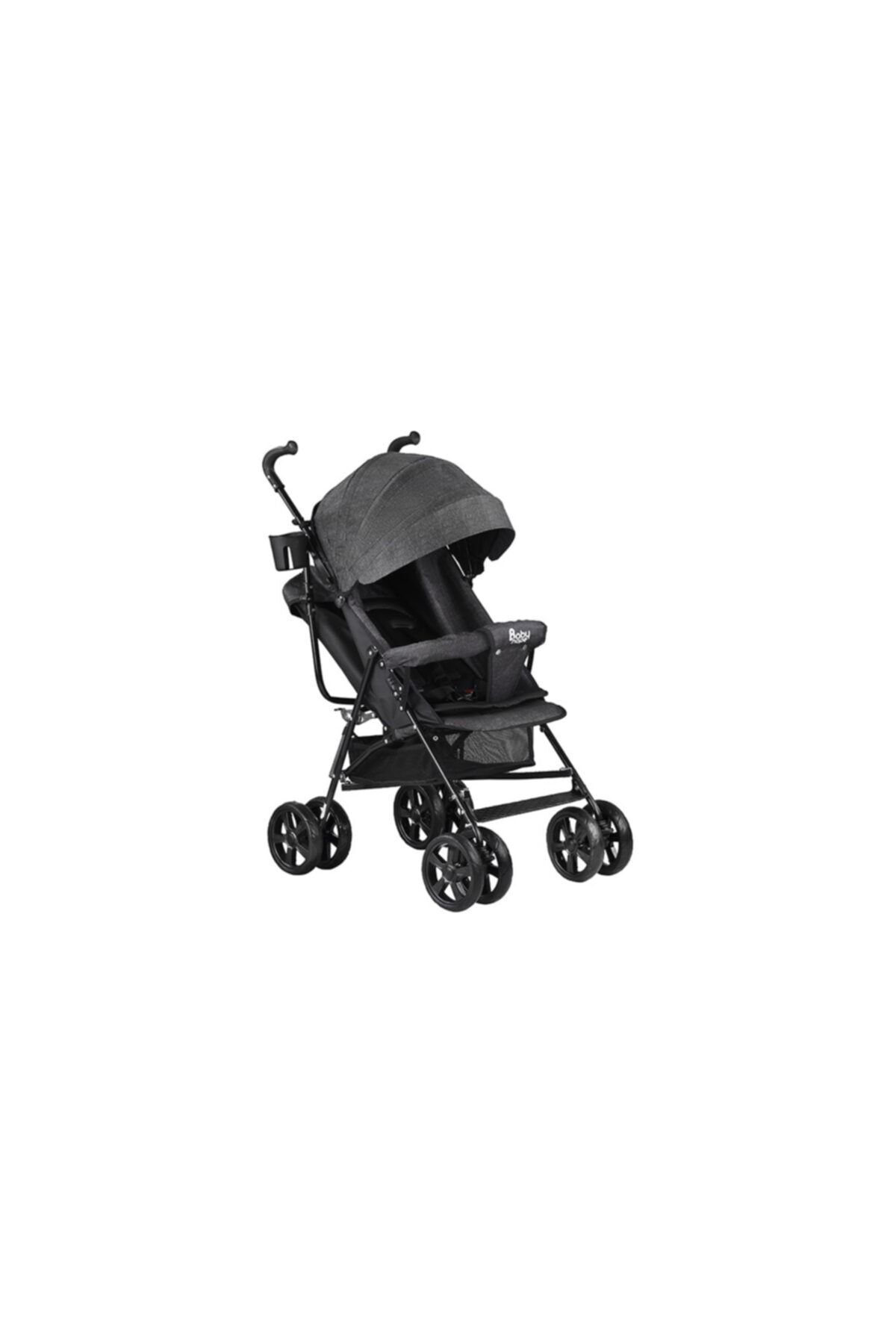 Babyhope S-a-7 Kırçıllı Siyah Tam Yatar Baston Bebek Arabası Iç Minder Ve Bardaklık Hediyeli Tek Yönlü Puset