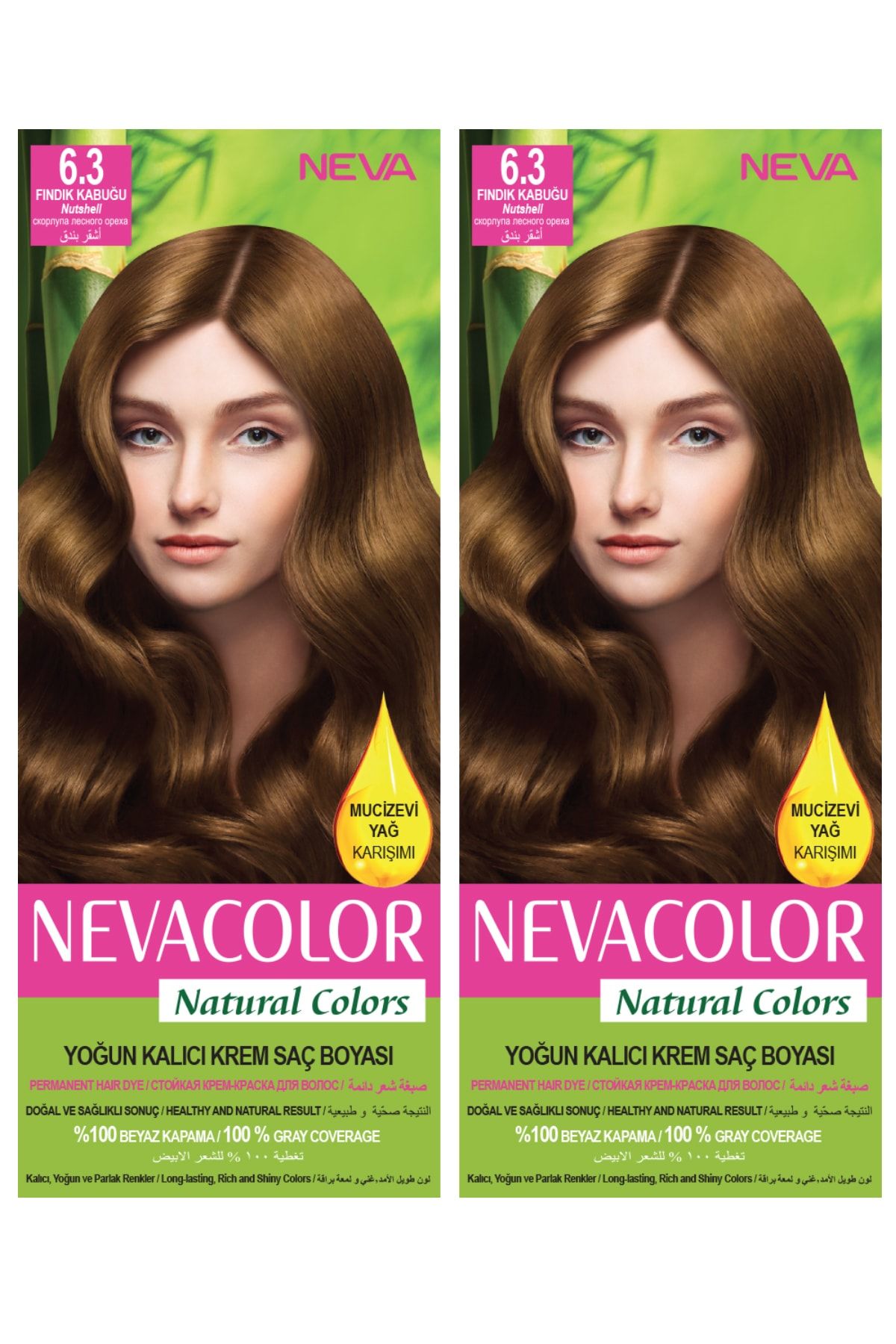 Neva Color 2’li Natural Colors 6.3 Fındık Kabuğu - Kalıcı Krem Saç Boyası Seti