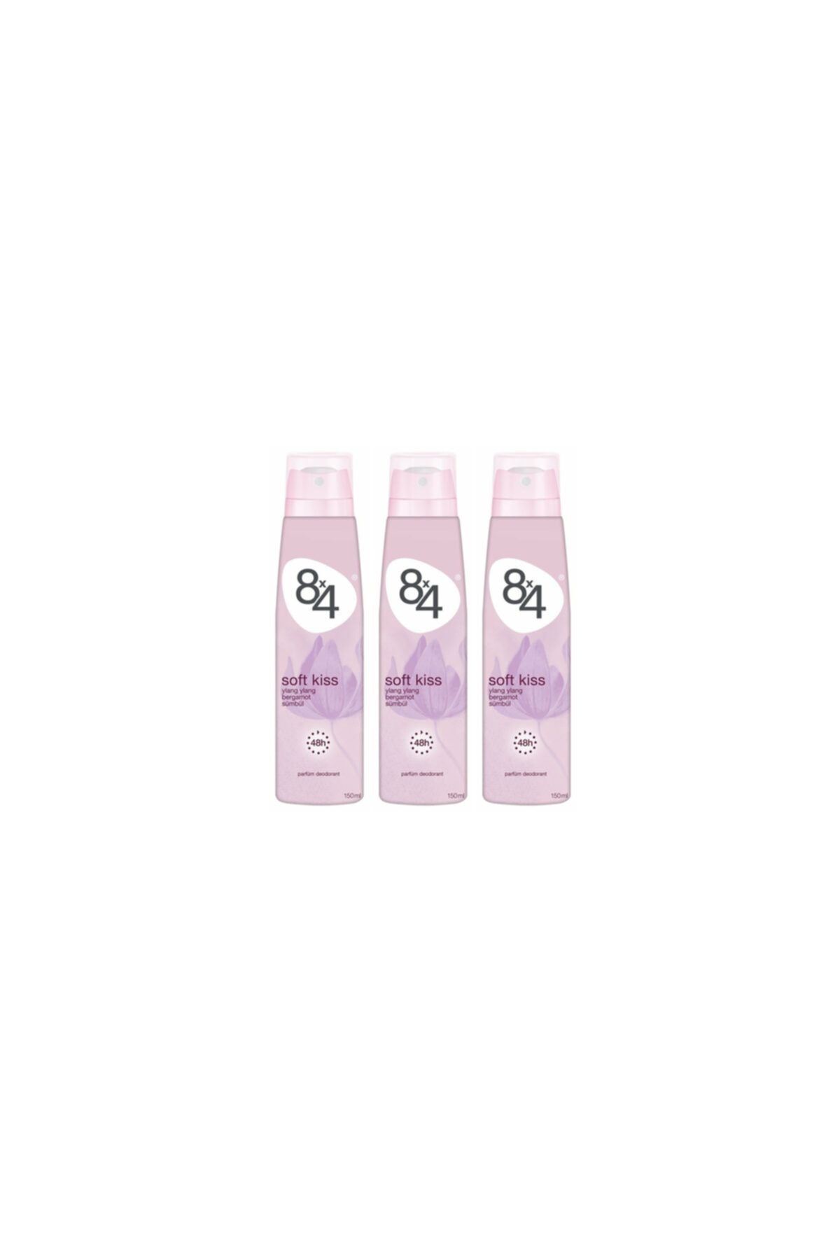 8x4 Soft Kiss Ylang Ylang +bergamot + Sümbül Deodorant 150 Ml 3'lü Set