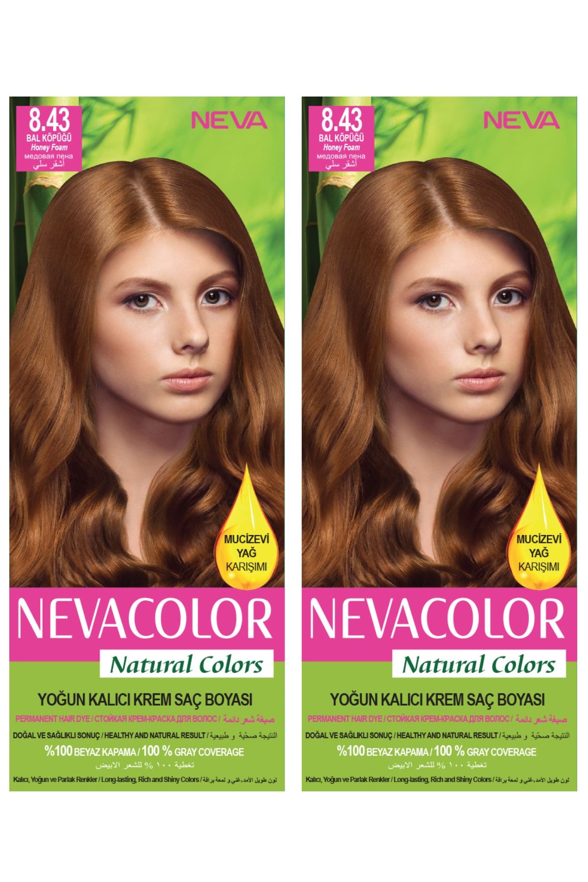 Neva Color 2’li Natural Colors 8.43 Bal Köpüğü - Kalıcı Krem Saç Boyası Seti