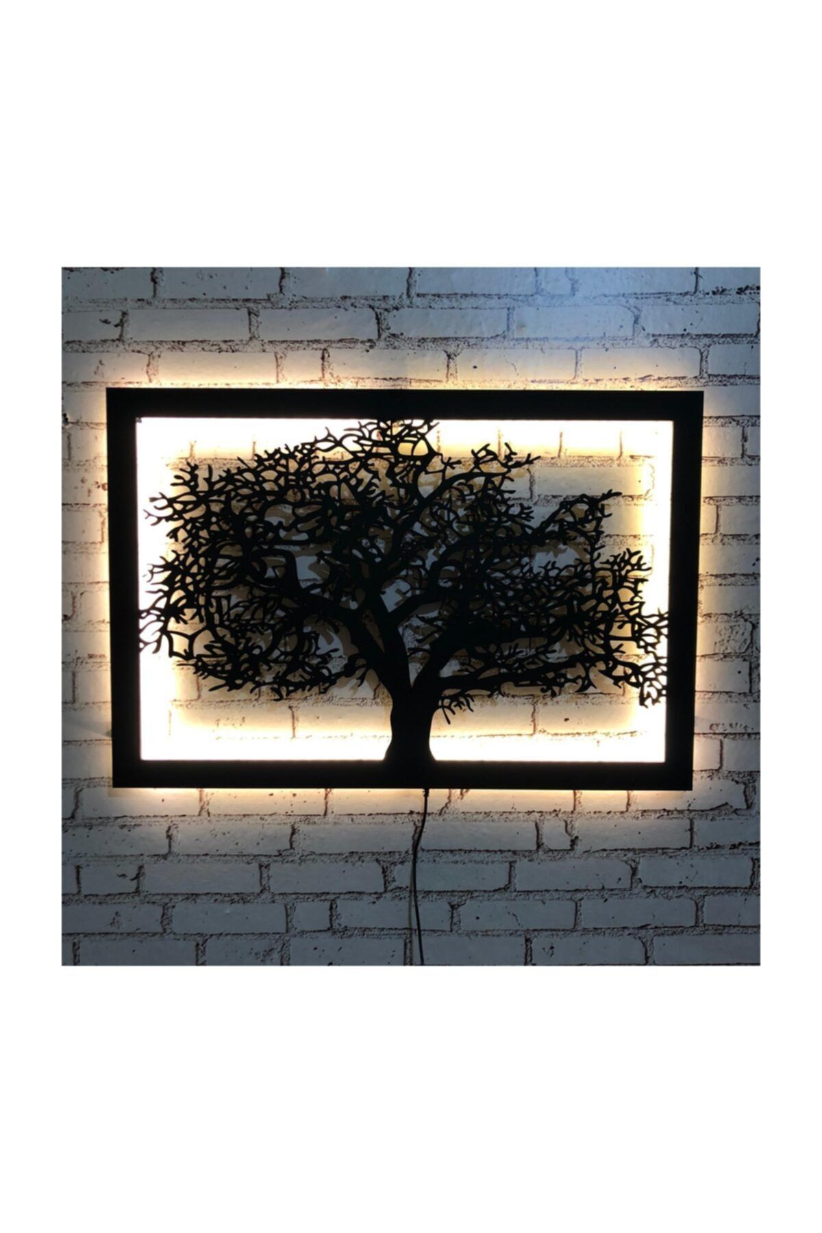 Pika Tasarım Dekoratif Ağaç V.1 Led Işıklı Tablo - Ahşap Duvar Dekorasyonu