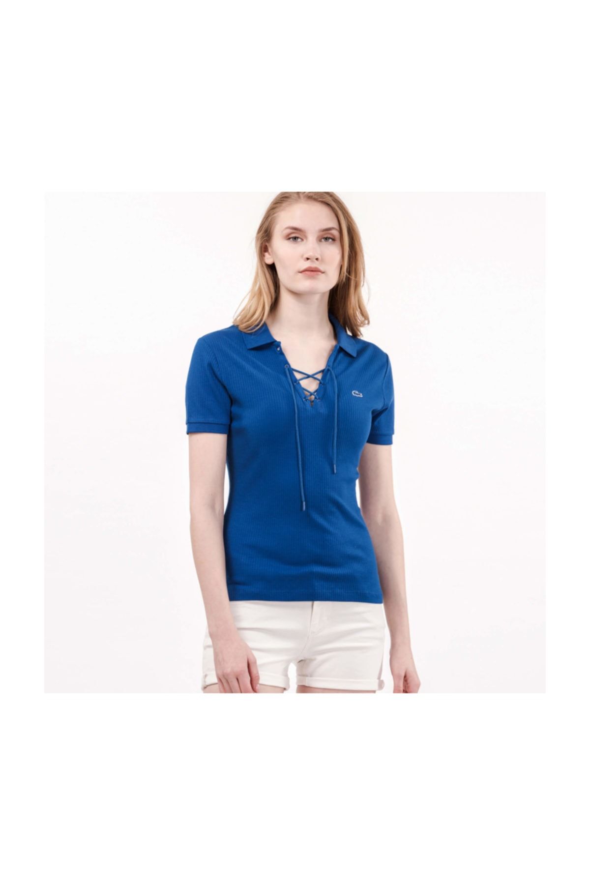 Lacoste Kadın Mavi Polo Yaka T-shirt PF0802