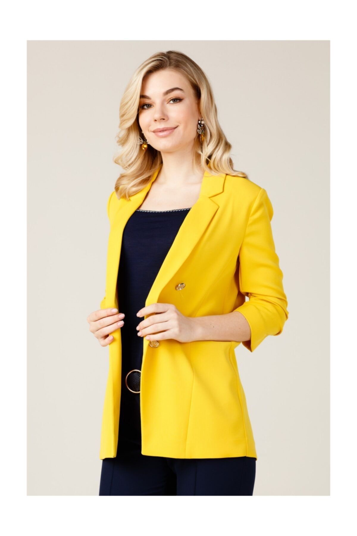 Ekol Kadın Sarı Blazer Ceket