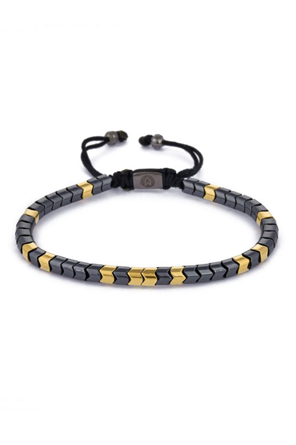 Atolyewolf Yellow Gold And Gun Metal Rolo Hematite String Bracelet