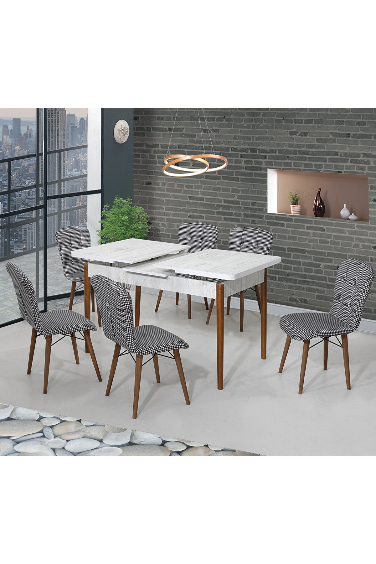 Parlavita 6 Kişilik Kelebek Masa ve İnce Belli Sandalye Takımı Fiyatı