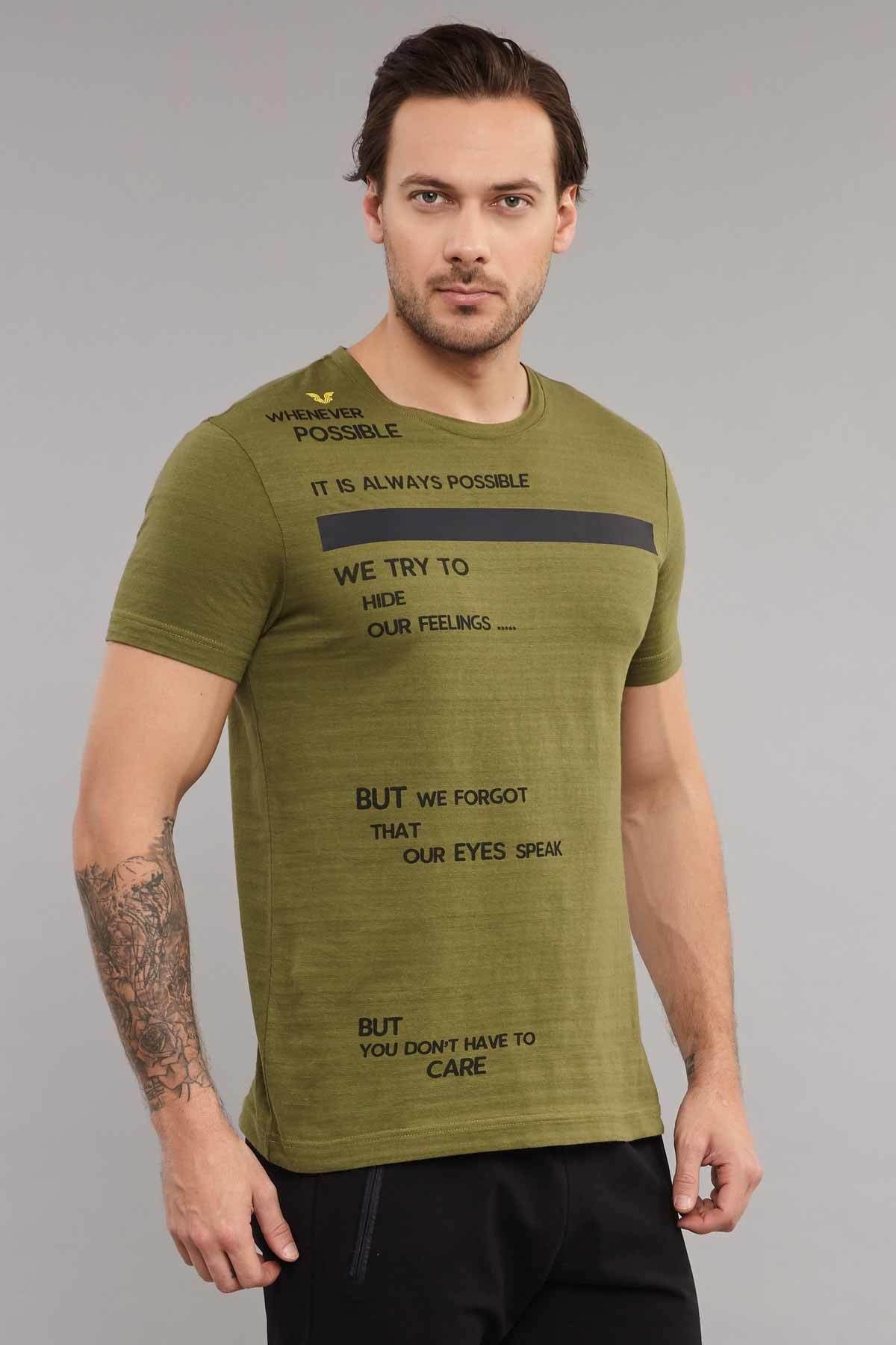 bilcee Yeşil Pamuklu Erkek T-Shirt ES-3875