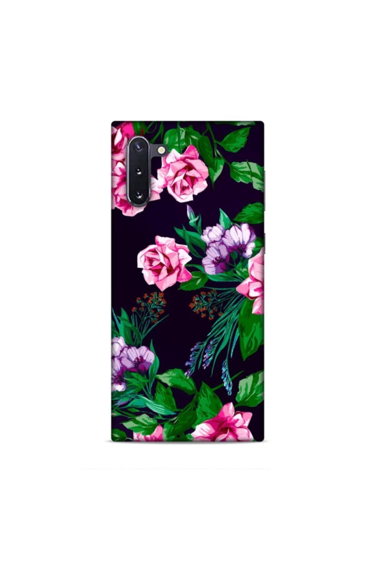 Pickcase Samsung Galaxy Note 10 Kılıf Desenli Arka Kapak Pembe Çiçekler