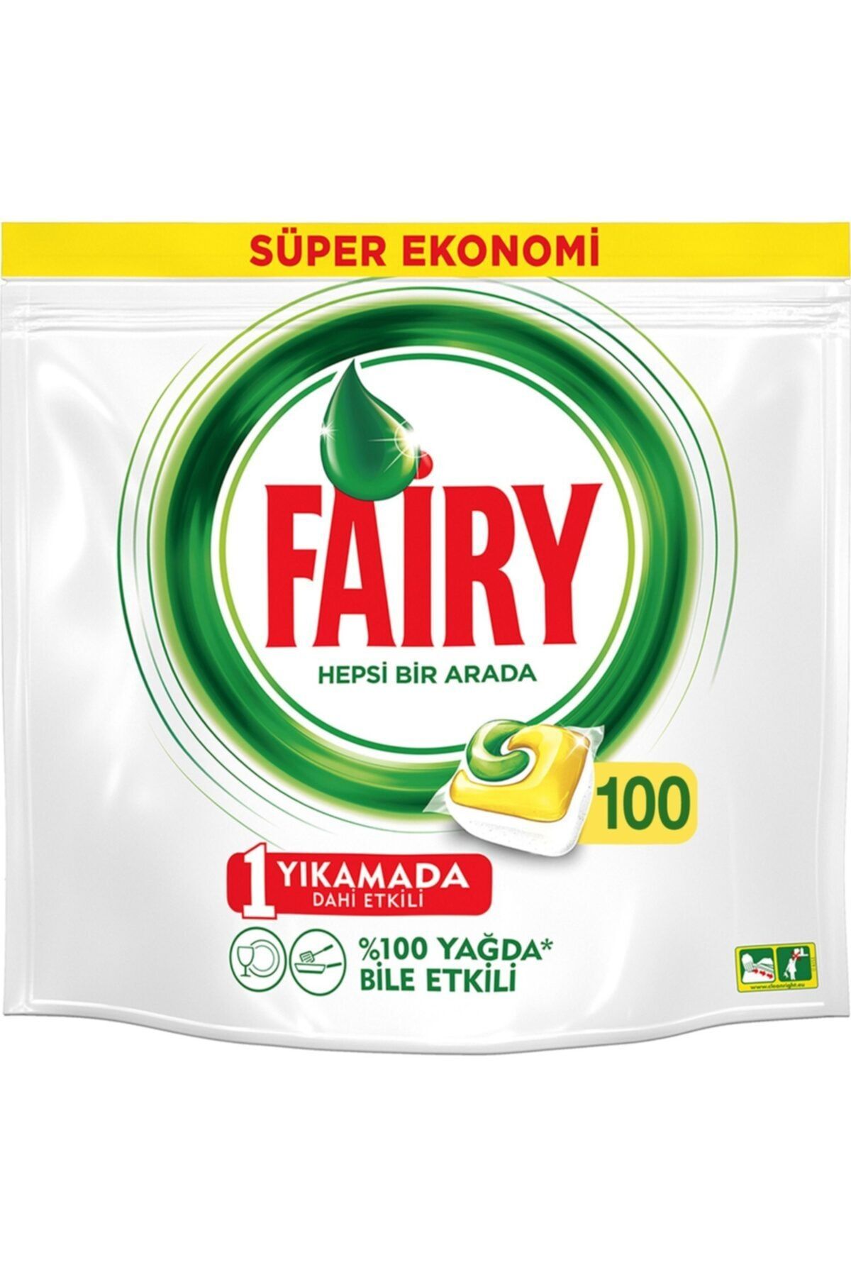 Fairy Hepsi Bir Arada 100 Yıkama Bulaşık Makinesi Deterjanı Kapsülü Limon Kokulu