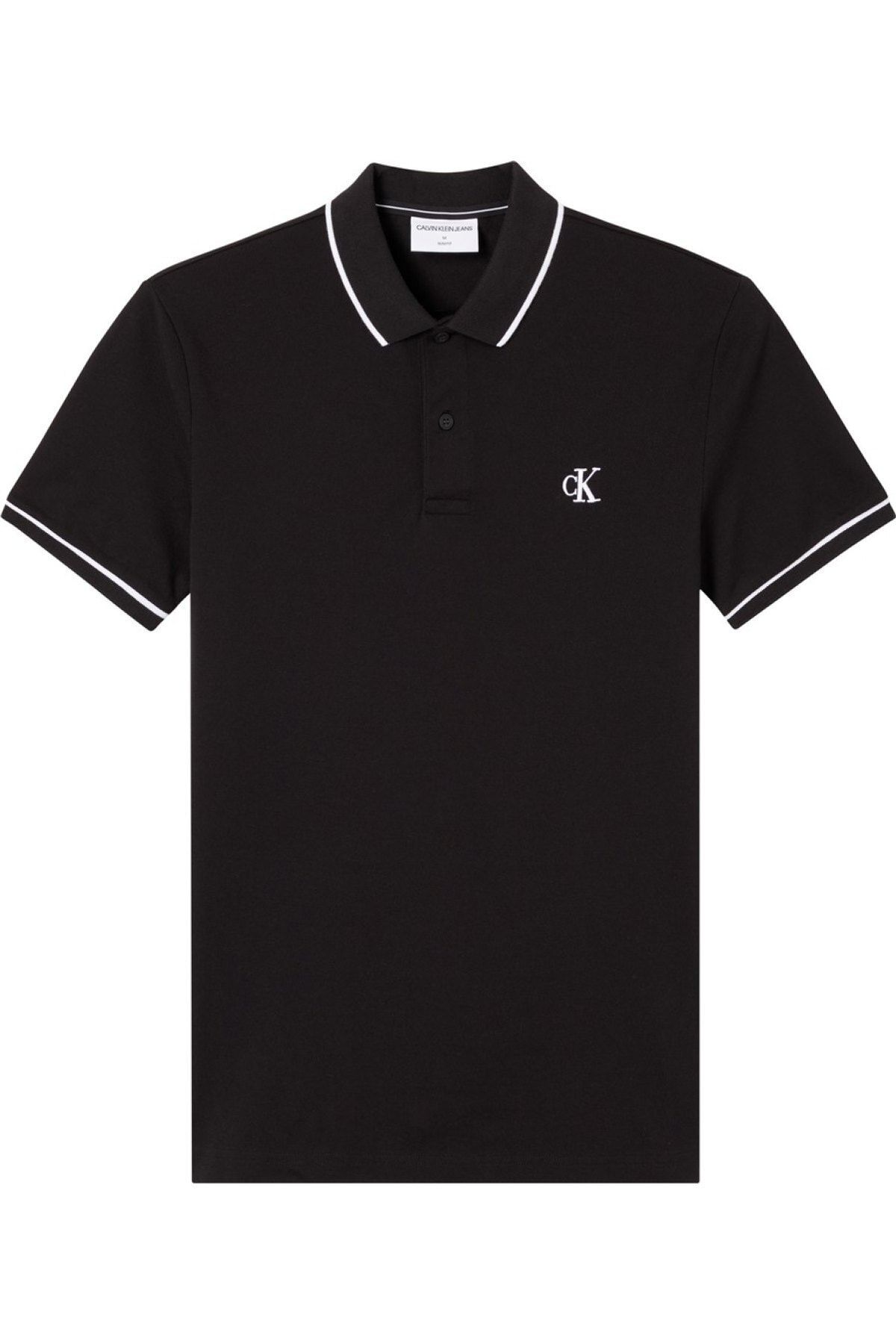 Calvin Klein Erkek Siyah Polo Yaka T-shirt Tıppıng Slım Polo