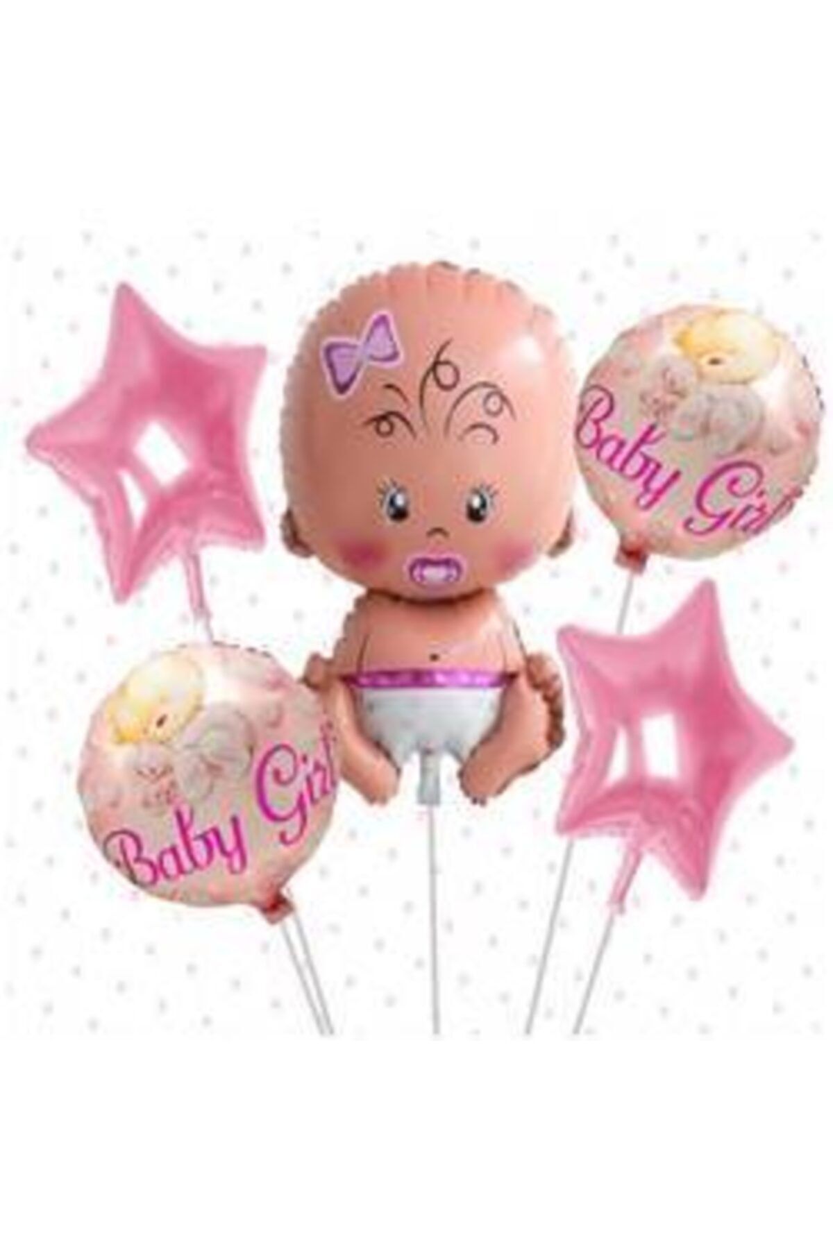 Organizasyon Pazarı Bebek Temalı 5'li Pembe Folyo Balon Set