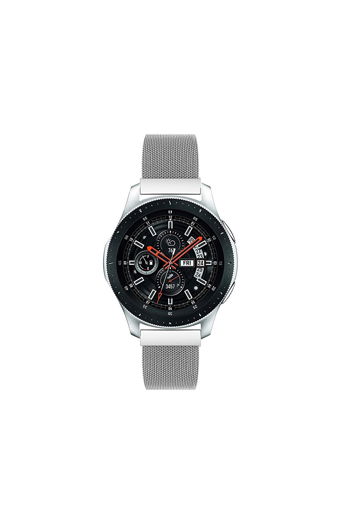 Pars Online Huawei Watch Gt Gt2 46mm Classic - Samsung Gear S3 Frontier Hasır Metal Kordon Gri