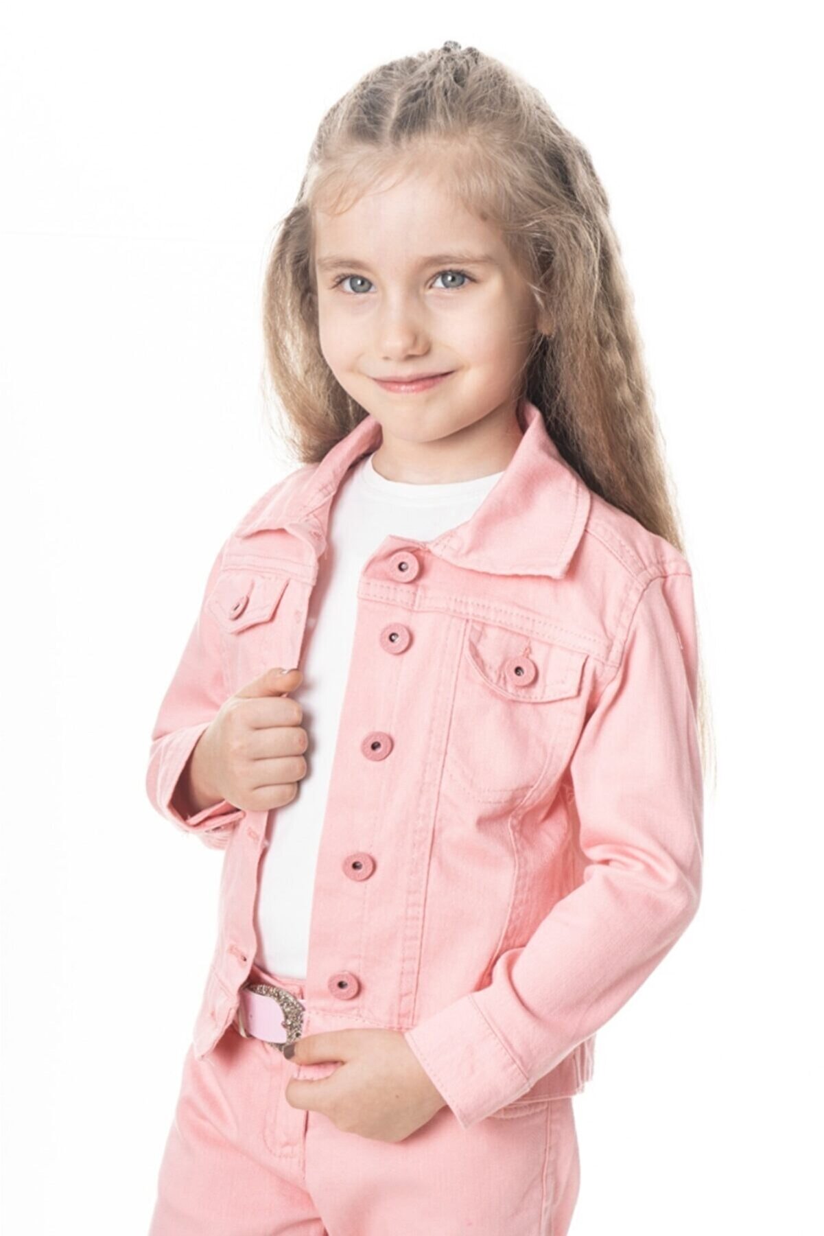 Varol Kids Kız Çocuk Pembe Renkli Kot Ceket