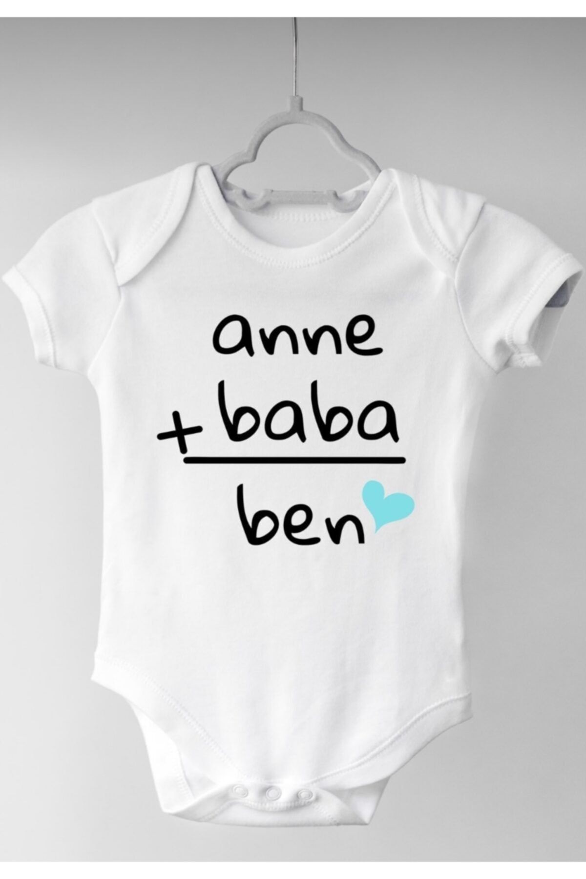 irembaby Unisex Bebek Anne Baba Ben Baskılı %100 Pamuklu Çıtçıtlı Body Zıbın