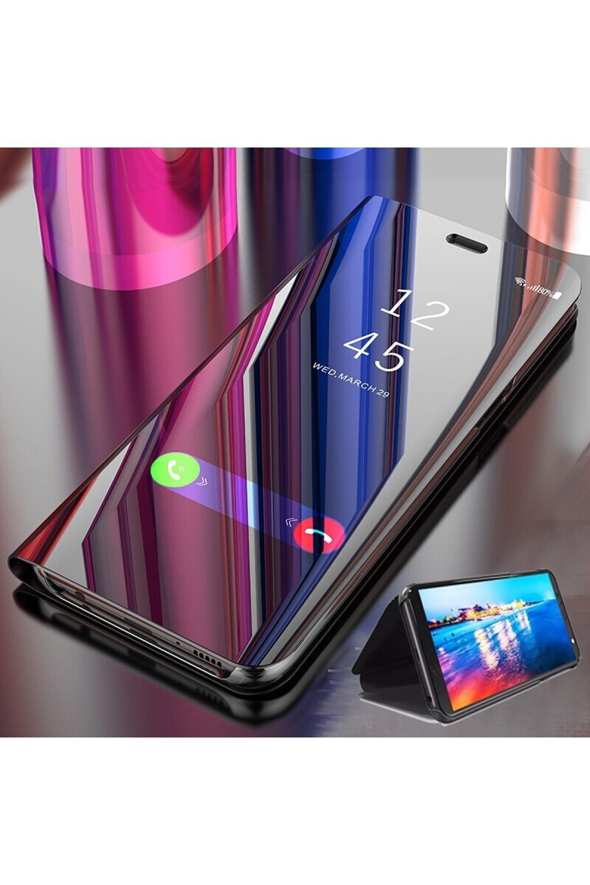 Dijimedia Apple Iphone 11 (6.1") Kılıf Aynalı Flip Cover Stand Olabilen Kapaklı (siyah)