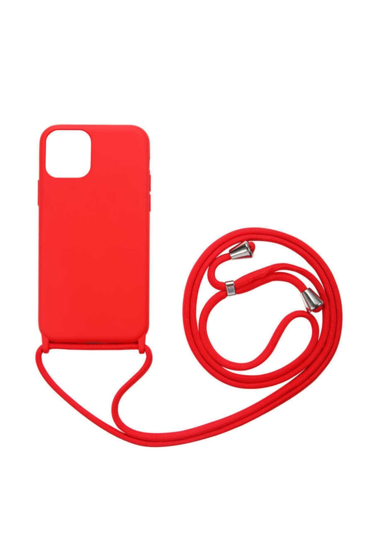Nezih Case Apple Iphone 12 Pro Max Boyun Askılı Silikon Kılıf (kadife Iç Yüzey Şık Tasarım) Kırmızı