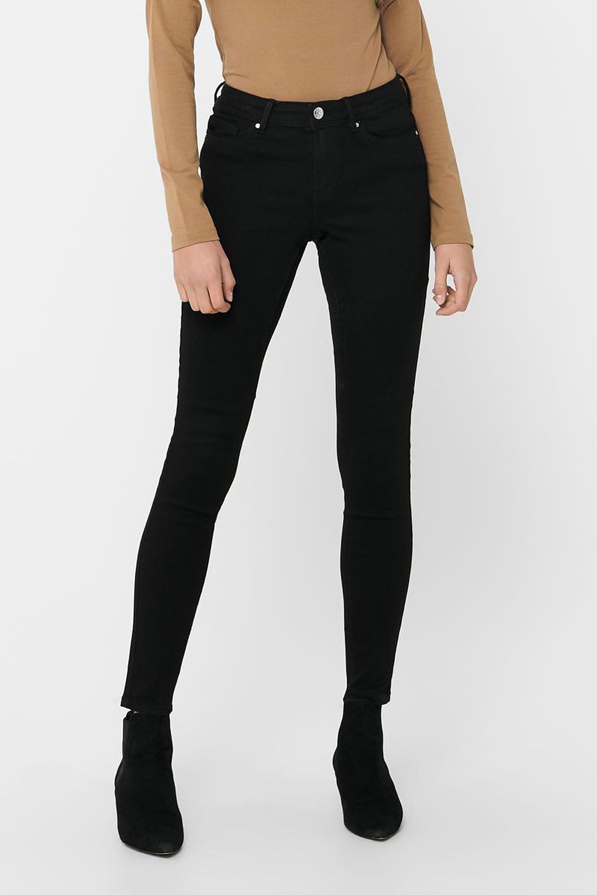 Only Kadın Siyah Normal Bel Skinny Fit Jeans Kot Pantolon 15220118