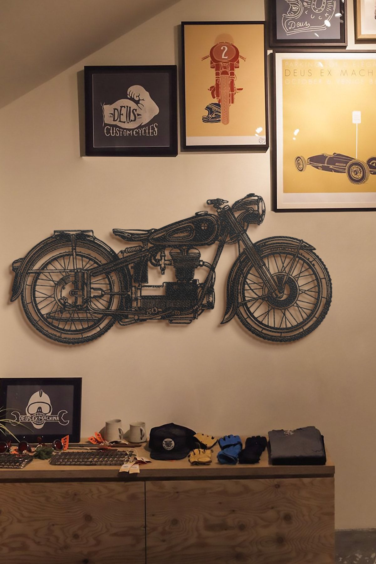 Artepera Cafe Racer Metal Motosiklet Duvar Tablosu - Dekoratif Tablo - Ev Ofis Dekorasyon - Apt222