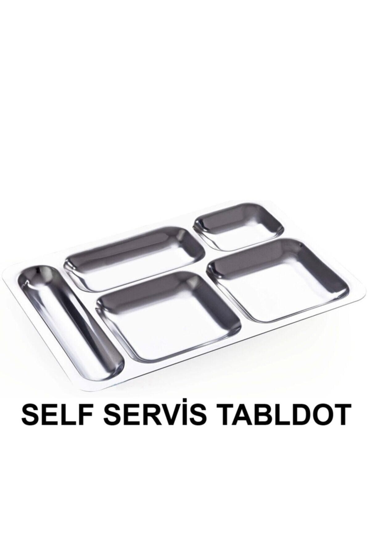fitfiyat 20 Adet ! Tabldot Paslanmaz Çelik Self Servis 5 Bölmeli Faturalı Garantili