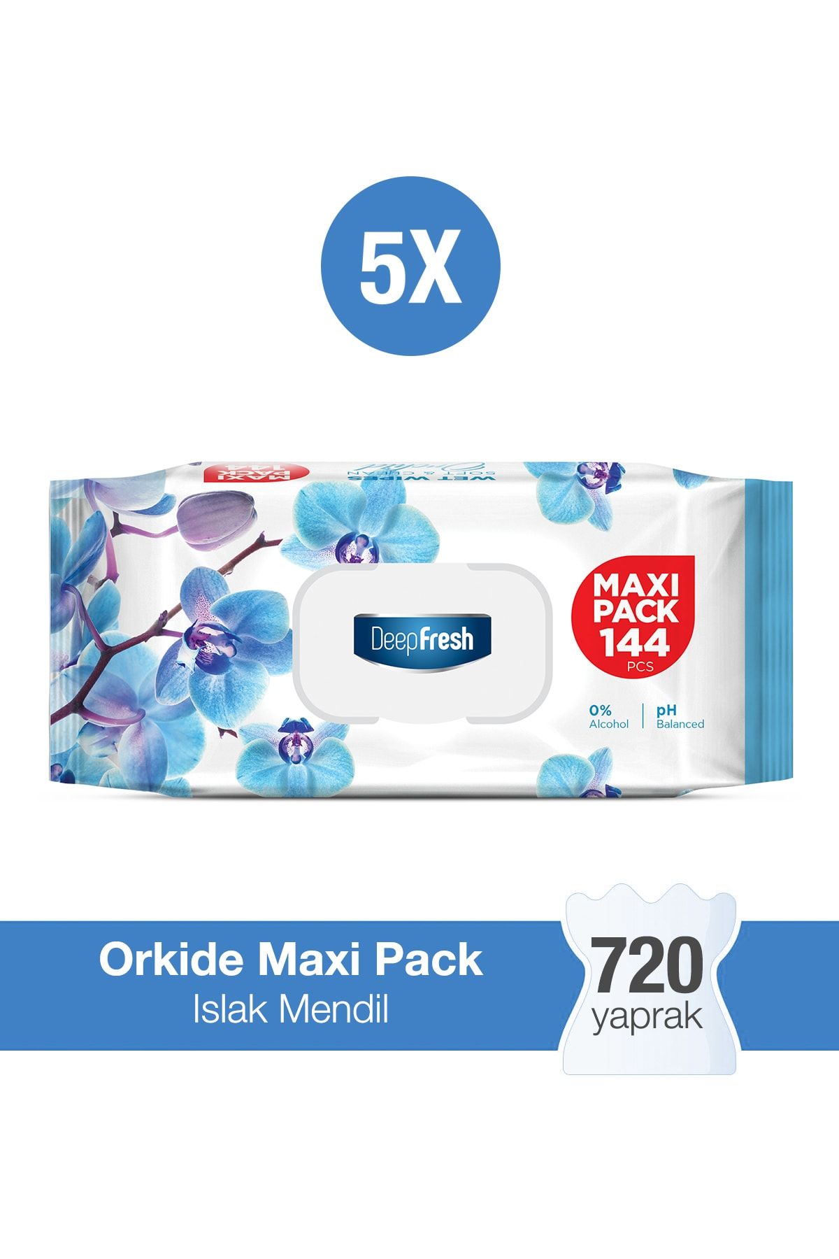 Deep Fresh Maxi Pack Islak Mendil Orkide 5 X 144 Yaprak
