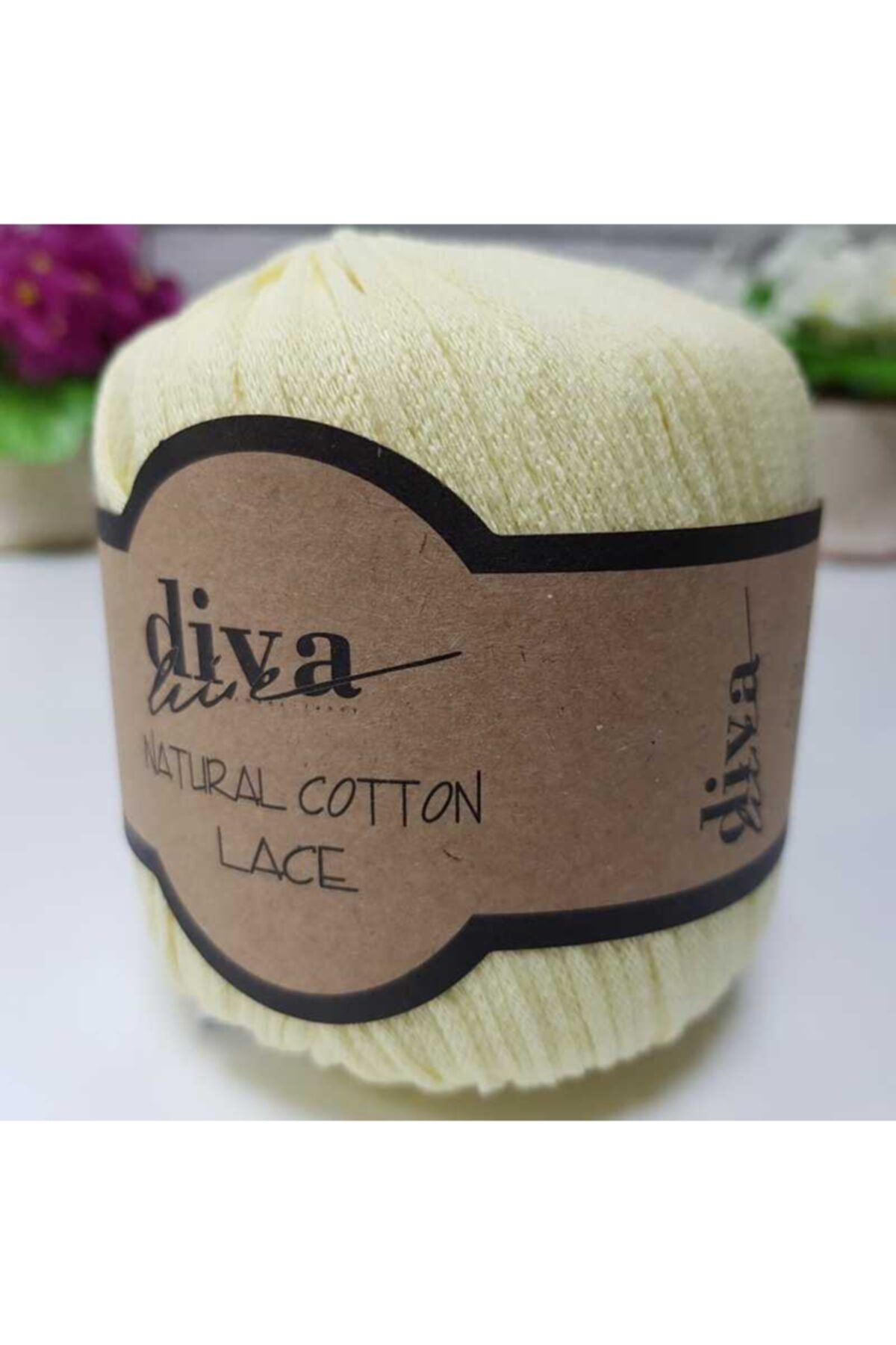Diva İplik Diva Natural Cotton Lace Lase Ipi 1002 Soft Sarı
