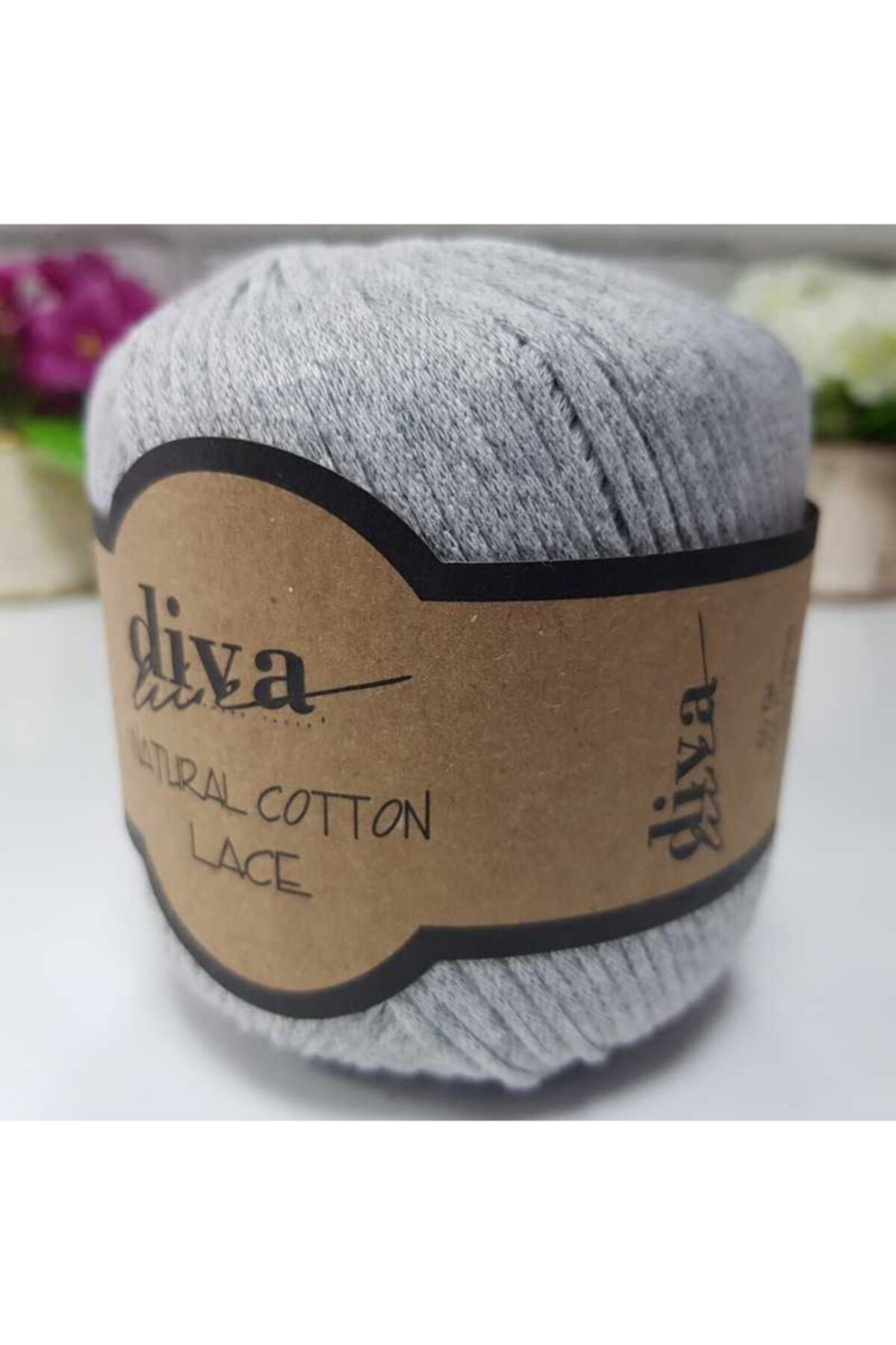 Diva İplik Diva Natural Cotton Lace Lase Ipi 2107 Açık Gri